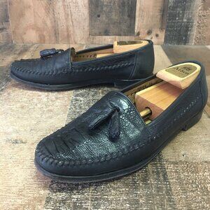 Belvedere Florence 10466 Black Ostrich Leg Loafer Dress Shoes Mens 10 M